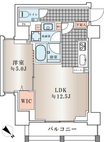 ピアース赤坂(1LDK/2階)の間取り写真