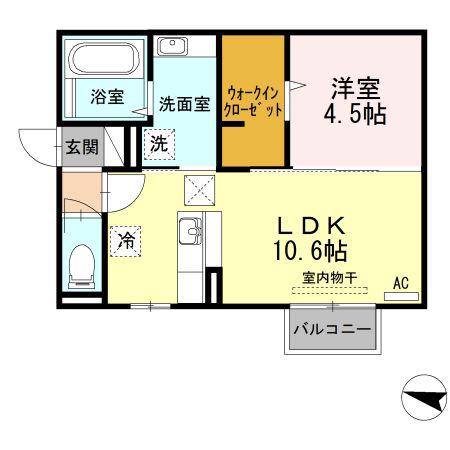 アメニティタウン II(1LDK/1階)の間取り写真