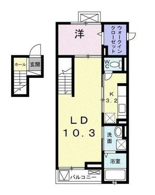 ハーナス・プレイス(1LDK/4階)の間取り写真