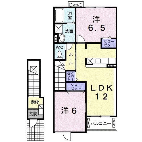 グラン・メゾンD(2LDK/2階)の間取り写真