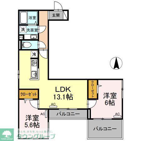 サントーレア経堂(2LDK/2階)の間取り写真