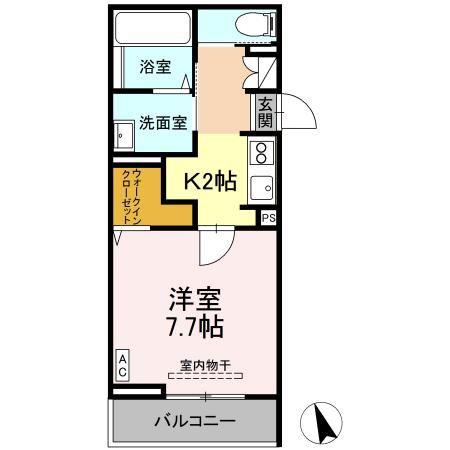 メゾンランディ(1K/1階)の間取り写真