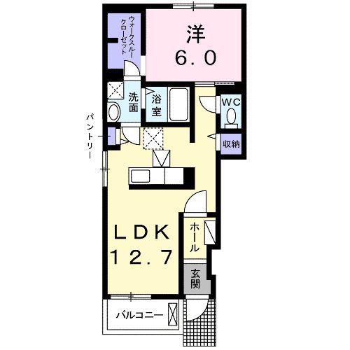 アヴァンツァート ユーキ(1LDK/1階)の間取り写真