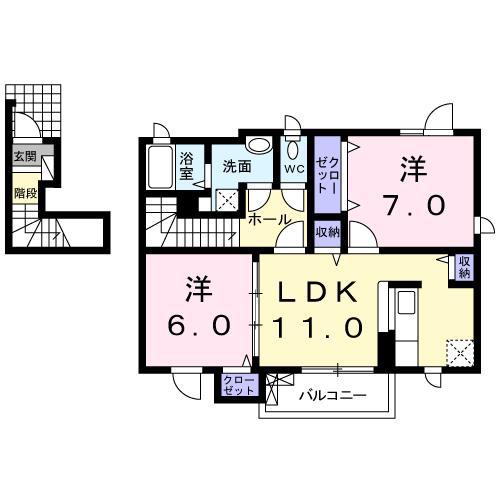 東武野田線 塚田駅 徒歩23分 2階建 築16年(2LDK/2階)の間取り写真