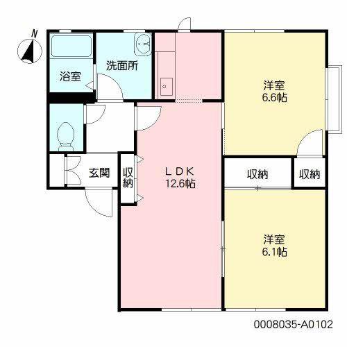 ディアス吉田 A棟(2LDK/1階)の間取り写真