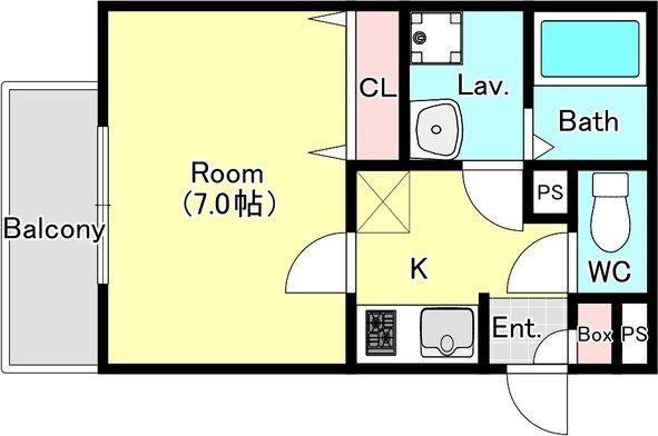 ジーメゾン狭山セレーノ(1K/3階)の間取り写真