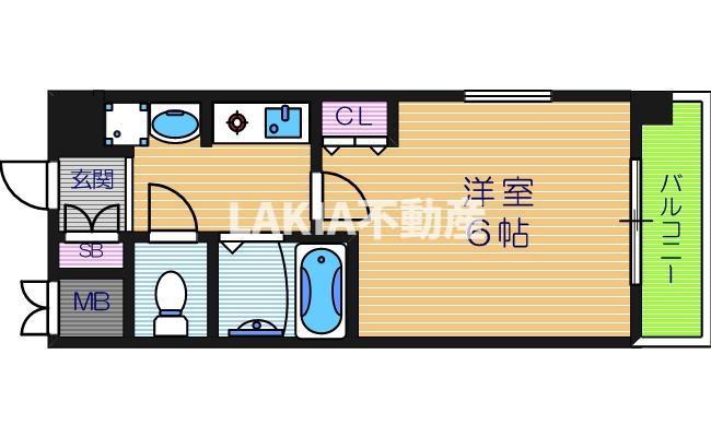 ラナップスクエア上本町(1K/6階)の間取り写真