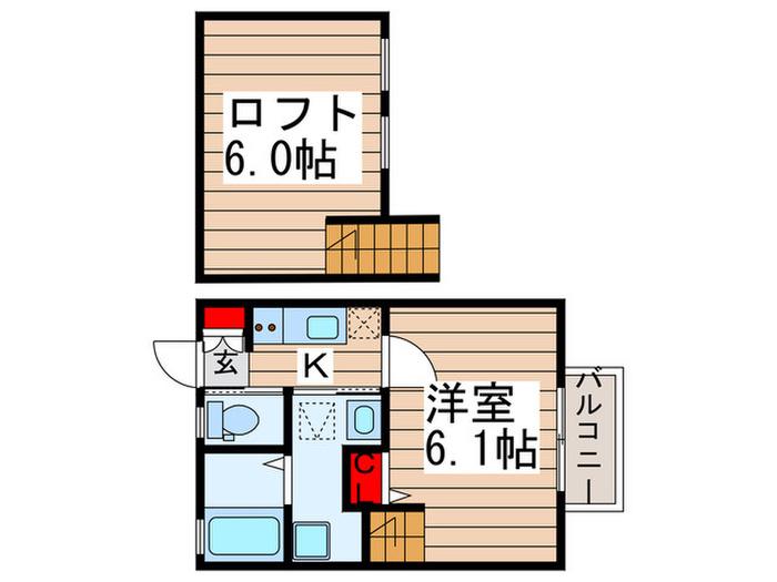 プリムローズ(1K/1階)の間取り写真