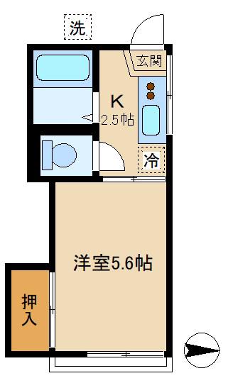 フォーブル駒場(1K/1階)の間取り写真