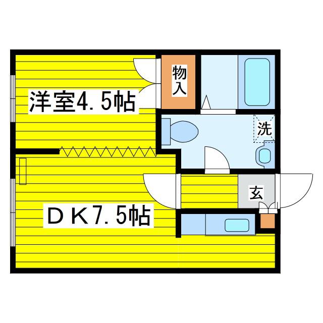 地下鉄東豊線 東区役所前駅 徒歩7分 2階建 築36年(1DK/1階)の間取り写真