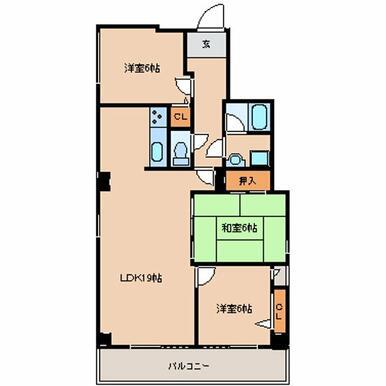 港町ジー・アンド・ピー(3LDK/4階)の間取り写真