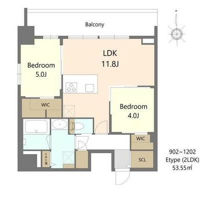 S-RESIDENCE松屋町ASENCE(2LDK/9階)の間取り写真