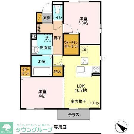 タウンコート(2LDK/1階)の間取り写真