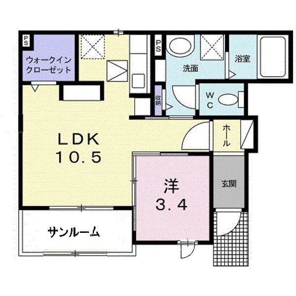 ニューメゾン(1LDK/1階)の間取り写真