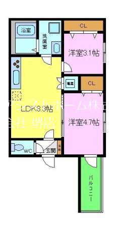 I MAISON RHODON(2LDK/2階)の間取り写真