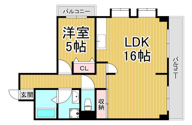 アビリティ塚口(1LDK/3階)の間取り写真