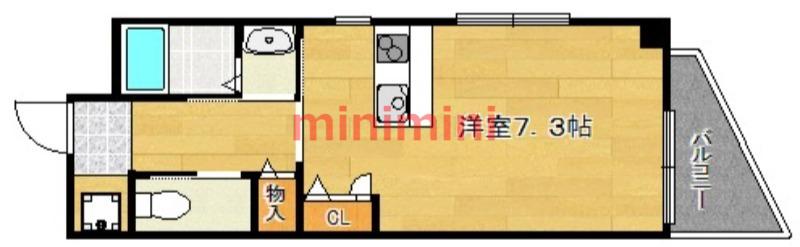 マンションクォーレ(1K/2階)の間取り写真
