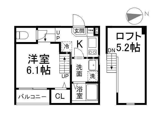 ハーモニテラス深草東伊達町(1K/1階)の間取り写真