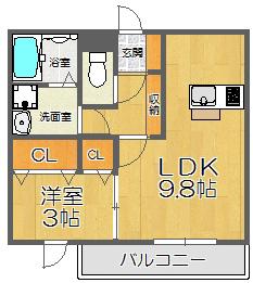 エルヴィータ(1LDK/2階)の間取り写真
