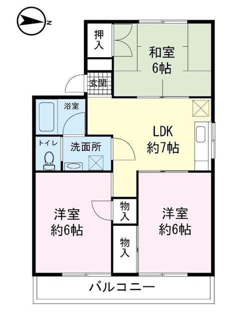 ソワサント大岡(3DK/2階)の間取り写真