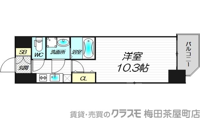 エスリード福島第5(1K/6階)の間取り写真