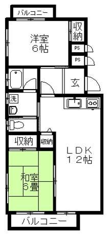 シャングリラ淡島II(2LDK/2階)の間取り写真