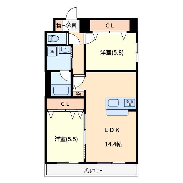 TCS北浦和レジデンス(2LDK/8階)の間取り写真