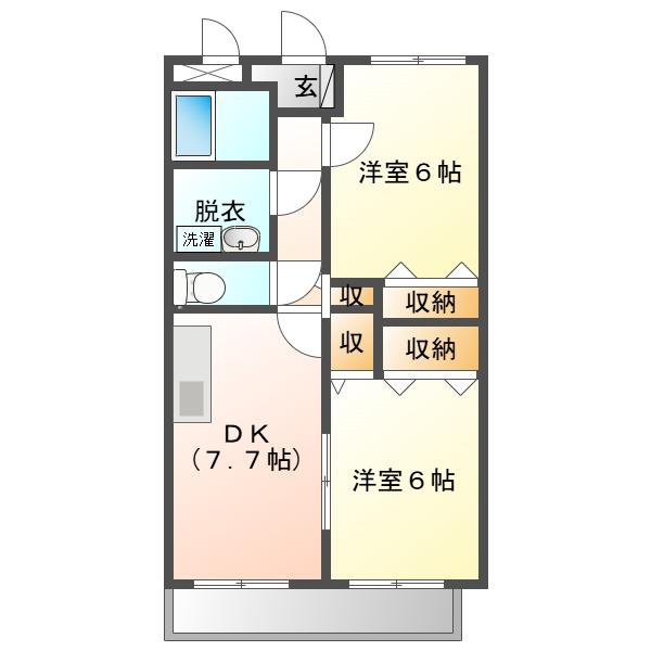 エポックA(2DK/1階)の間取り写真