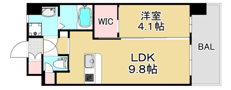 ラ ファセ エクセレンシア呉服町(1LDK/9階)の間取り写真