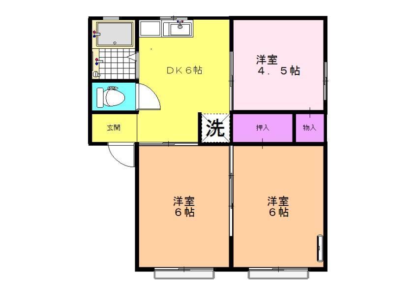 MY訪夢菊川(3DK/1階)の間取り写真