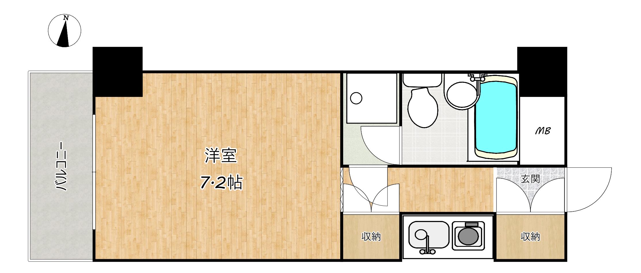 ライオンズマンション新宿東公園(1K/6階)の間取り写真