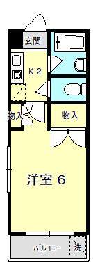 レジデンスカープ甲府(1K/3階)の間取り写真