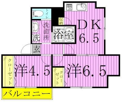 ベルメール西新井Ⅰ(2DK/2階)の間取り写真