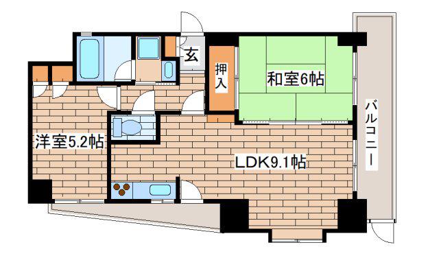 ライオンズマンション須磨マリンビュー(2LDK/2階)の間取り写真