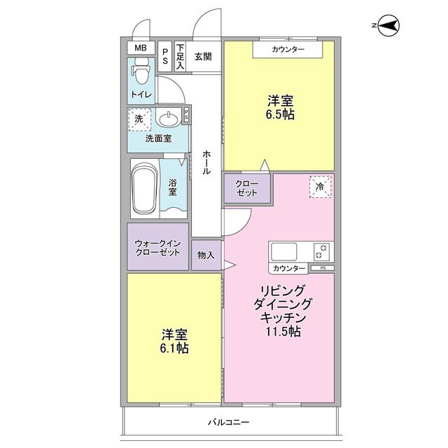 リヴェール青葉台(2LDK/1階)の間取り写真