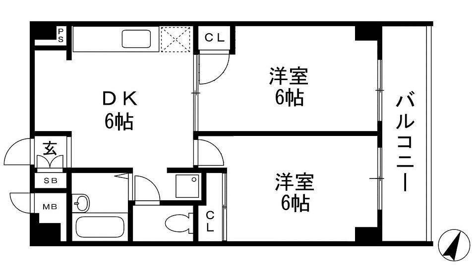 ベルテAKI(2DK/1階)の間取り写真
