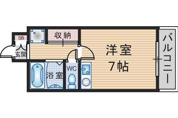 ベル蛍池(ワンルーム/2階)の間取り写真