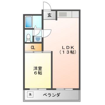 ファミティ弐番館(1LDK/5階)の間取り写真