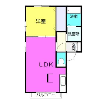 セフィラ仙台東(1LDK/2階)の間取り写真