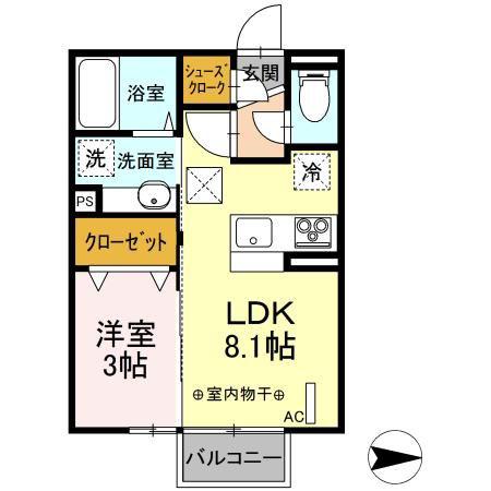 レジーナ(1LDK/1階)の間取り写真