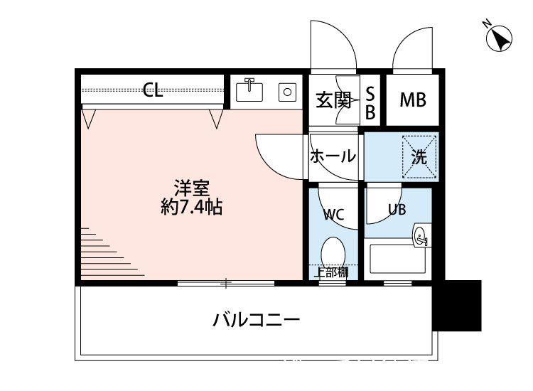 ダイナコート大博通(1K/7階)の間取り写真