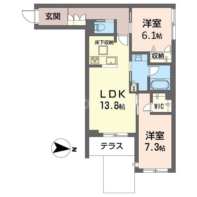 プラムテラス(2LDK/2階)の間取り写真