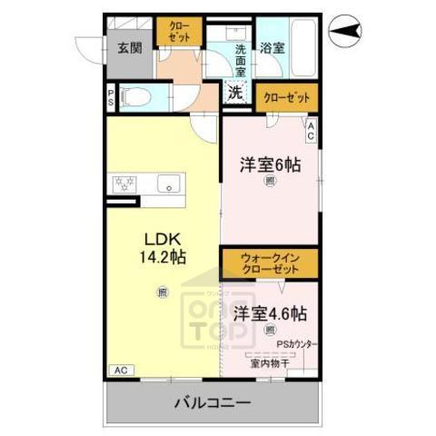 ラヴィエール南茨木Ⅰ(2LDK/1階)の間取り写真