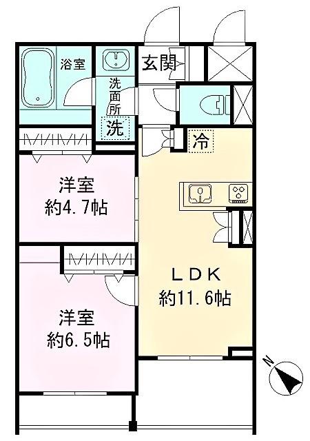MOCXION INAGI木でつくるマンションプロジェクト(2LDK/4階)の間取り写真