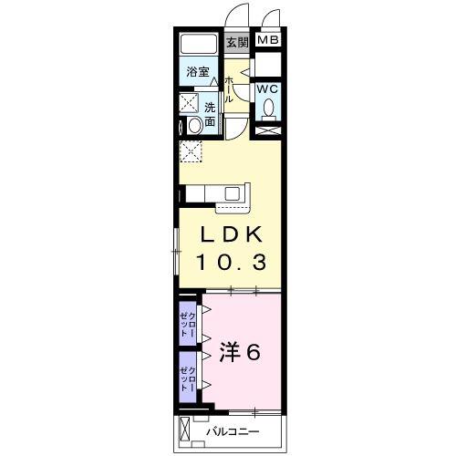 トゥジーテ(1LDK/2階)の間取り写真