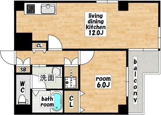ルミエール四ツ橋(1LDK/5階)の間取り写真