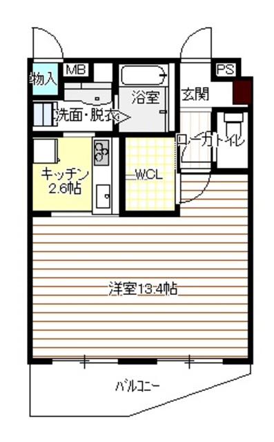 アルファ八田(1K/4階)の間取り写真