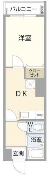 クレスト恵比寿(1DK/6階)の間取り写真