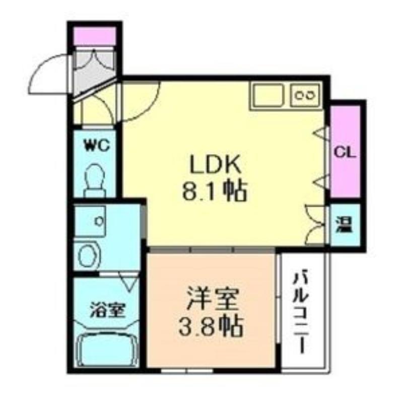 サンシエ南巽(1LDK/3階)の間取り写真