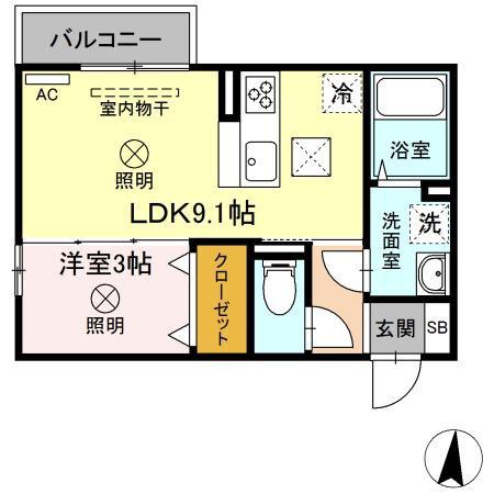 ELPIS I(1LDK/1階)の間取り写真